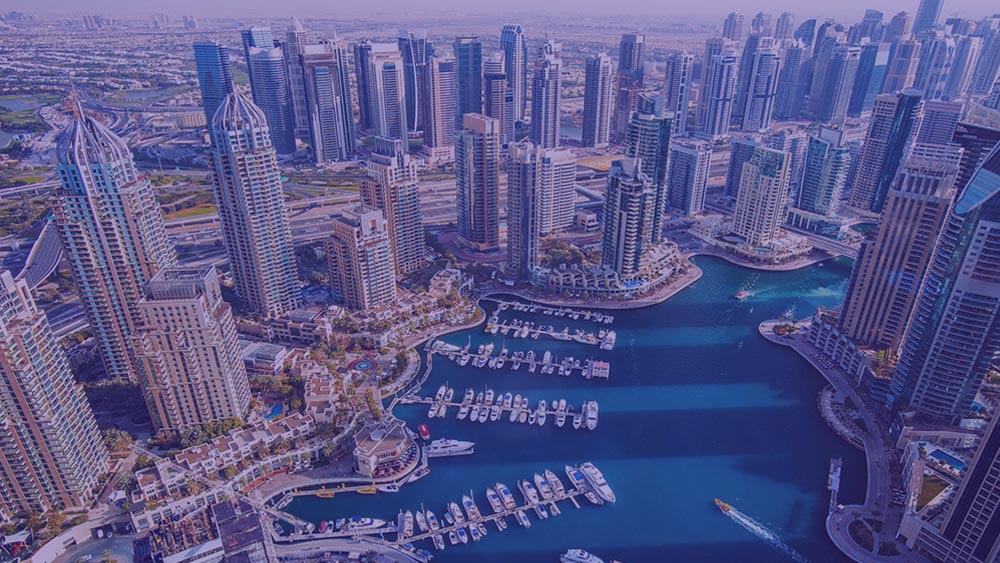 View of Dubai Marina from above